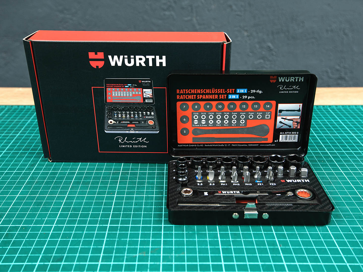 Набор головок и бит с трещоточным ключом Wurth SET Limited Edition RW 2020 29 предметов  (02-16023)